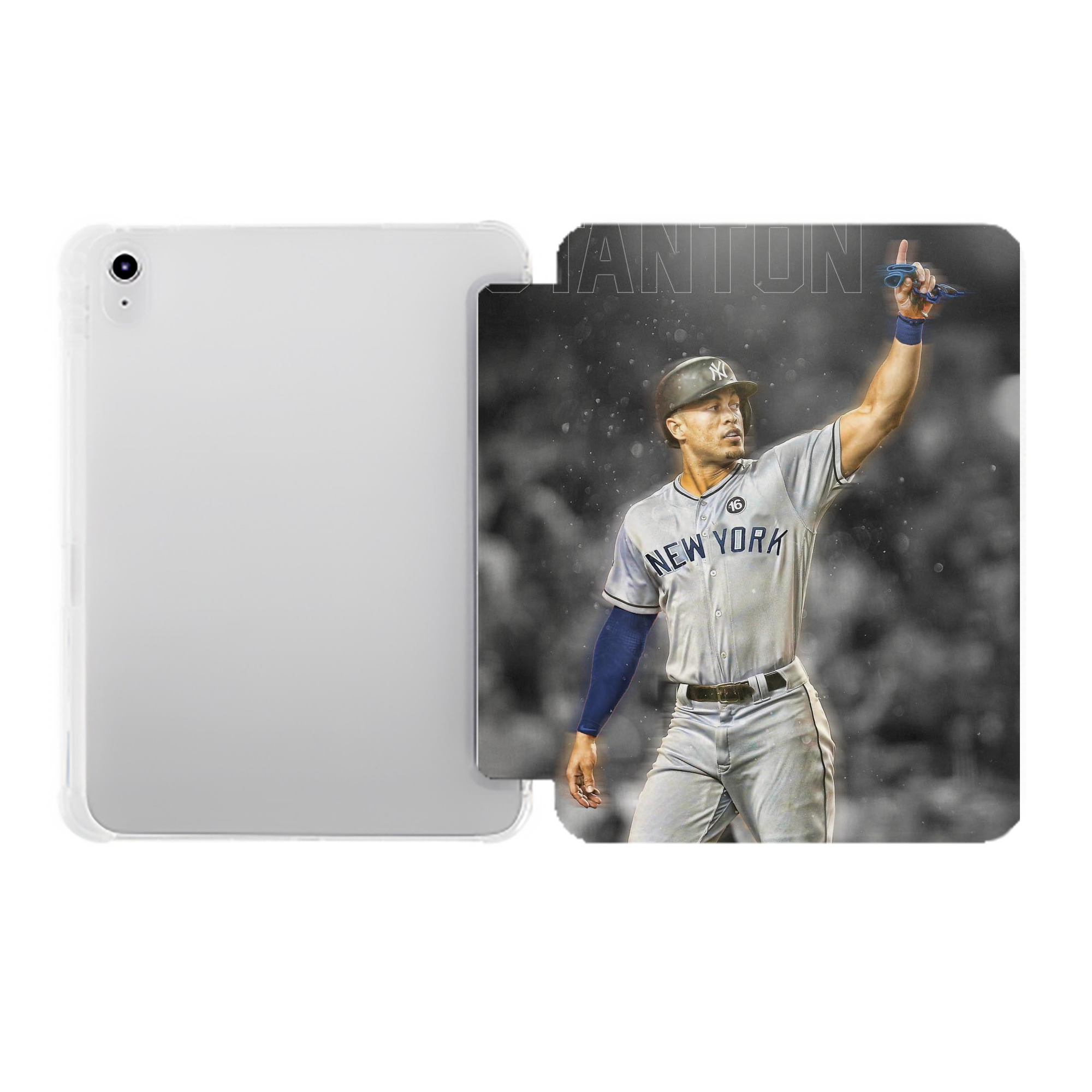 Giancarlo Stanton 25 Premium Tri-Fold PU Leather & Silicone IPad Case With Pencil Slot – Fits 9.5,10.5,10.9 – Adjustable Stand, Slim, Protective